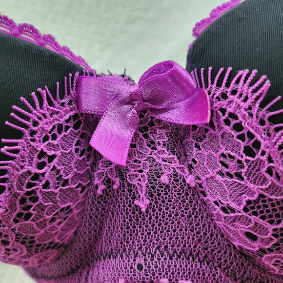 La Senza Black & Purple Lace Underwire Strapless Bra - Picture 3 of 10